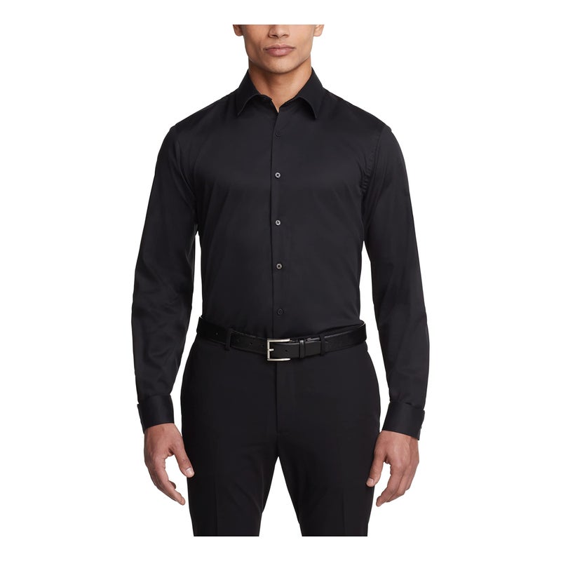 Van Heusen Men's Flex Collar Slim Fit Stretch Dress Shirt Shirt, Black, 16" Neck 32"-33" Sleeve - Image 1